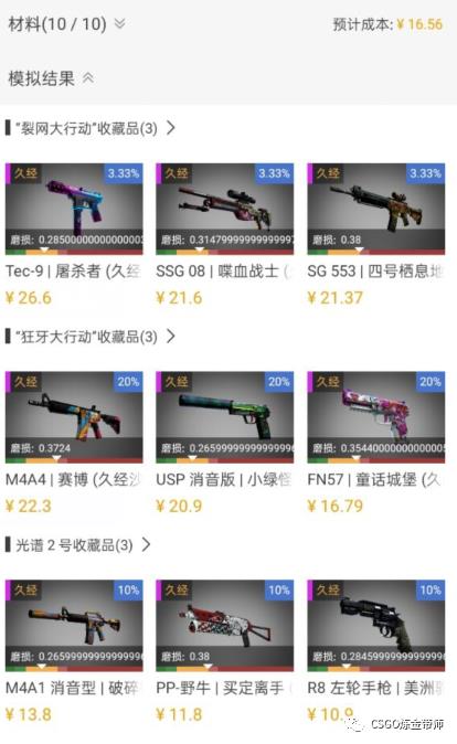 【CSGO炼金配方】小亏大赚配方,成本17左右出货率高达70%！最多亏几块