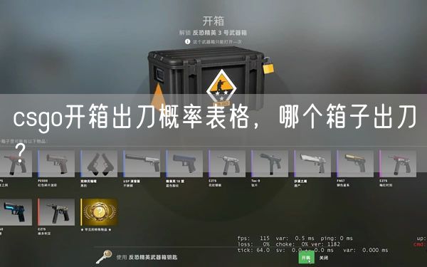 csgo开箱出刀概率表格,哪个箱子出刀?