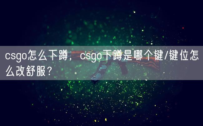csgo怎么下蹲,csgo下蹲是哪个键/键位怎么改舒服?