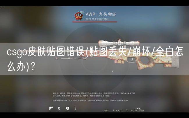 csgo皮肤贴图错误(贴图丢失/崩坏/全白怎么办)？
