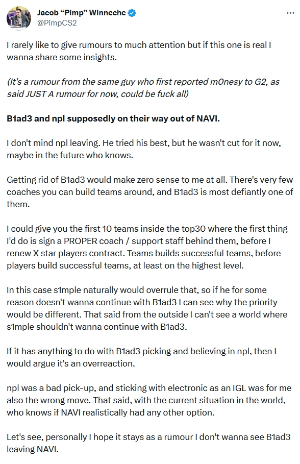 【CSGO】NAVI正在讨论s1mple的意见。或将换下主教练和npl。